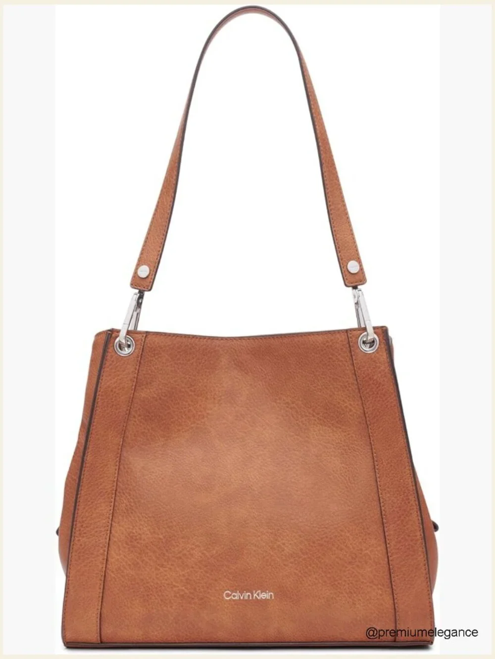 Triple Compartment Hobo Shoulder Bag Vegan Leather 3 Sections